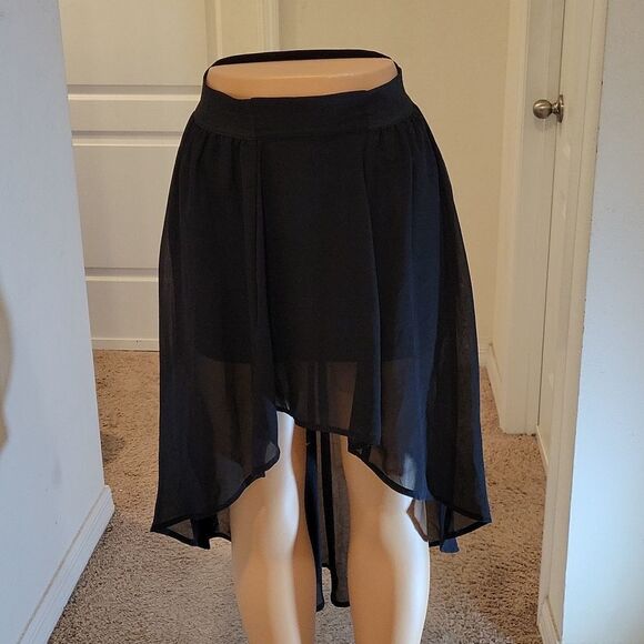 NO BOUNDARIES DOUBLE LAYER IRREGULAR HIGH LOW ELASTIC WAISTBAND CHIFFON SKIRT - Picture 5 of 16